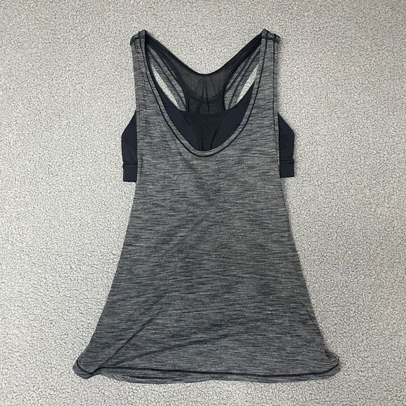 LULULEMON Glide‎ and Stride Tank Heathered Black / Black Size 10 Gray - Picture 1 of 6